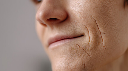 Obraz premium Wrinkles Reflection: An evocative close-up portrait of a person, highlighting the subtle lines and textures that define the aging process.