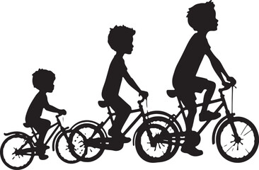 Obraz premium Kids Riding Bicycles Silhouettes