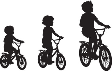 Obraz premium Kids Riding Bicycles Silhouettes