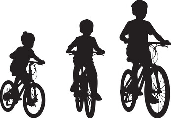 Obraz premium Kids Riding Bicycles Silhouettes