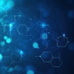 Fototapeta premium Abstract Blue Hexagon Network Technology Background
