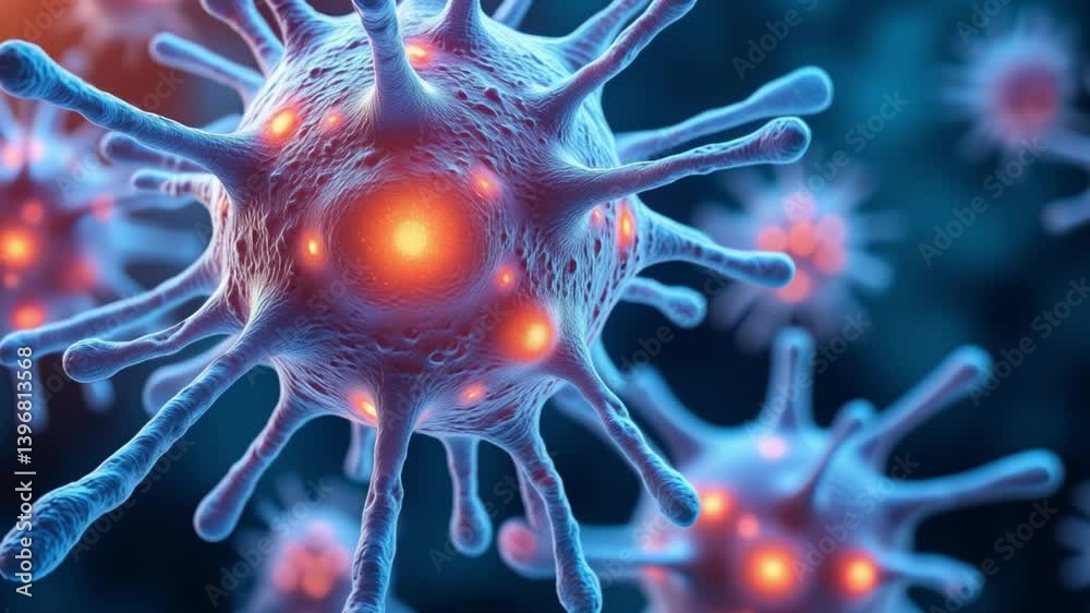 Poster Background from nerve cells or neural networks with cell activity between each other