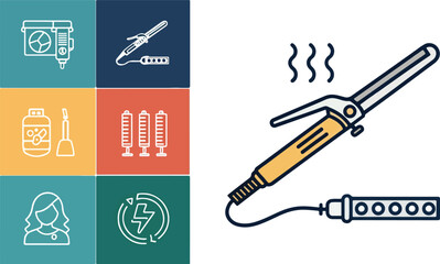 Curling Iron vector design, Curling Iron logo and icon design, Curling Iron Illustration vector design