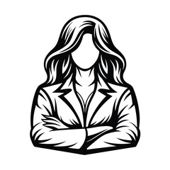 Faceless Business Woman in Blazer with Arms Crossed in Black and White
