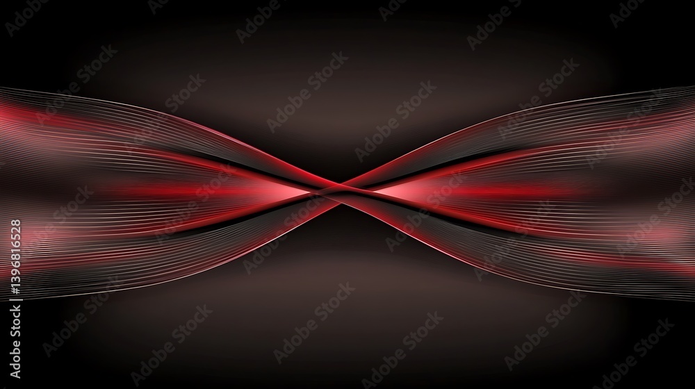 Aufkleber abstract digital art showcasing flowing red and black waves creating a dynamic visual effect