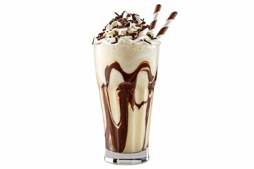 a tall glass filled with a milkshake