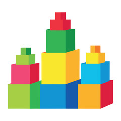 Naklejka premium Set of-colorful-building-blocks-in-a-vector-style