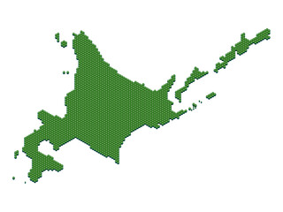 ハニカム構造状の北海道の地図
