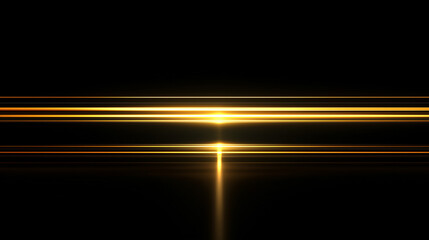 Horizontal Golden Light Streaks on Black Background