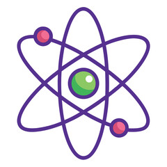 Atom illustration whit solid colour outline 