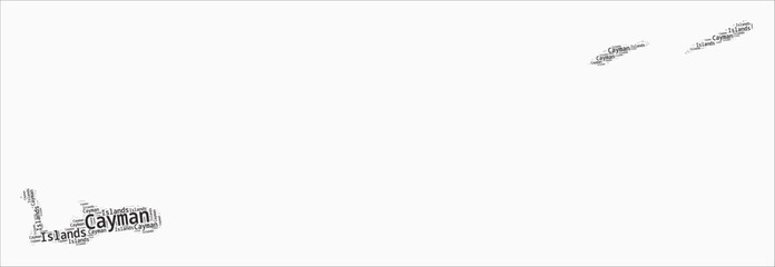 Cayman Islands text style regions. Country region names word clouds in English language. Classy vector illustration.