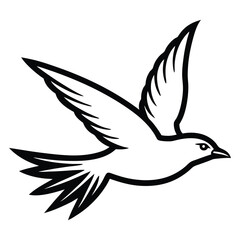 Fototapeta premium Elegant Line Art Flying Dove Vector Design Minimalist Dove Illustration