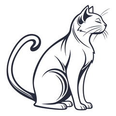 Minimalist Cat Outline Design Simplified Feline Silhouette on White Background, Stylish Pet Icon
