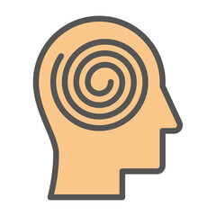 depression filled outline icon. fatigue color line illustration.