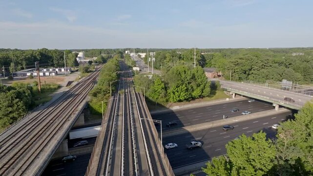 The perimeter interstate highway 285 under subway train railtrack, Atlanta, Georgia