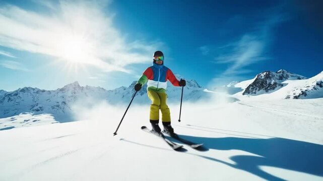 A person glided gracefully down the snowy slope, carving through the powder with skill and confidence.