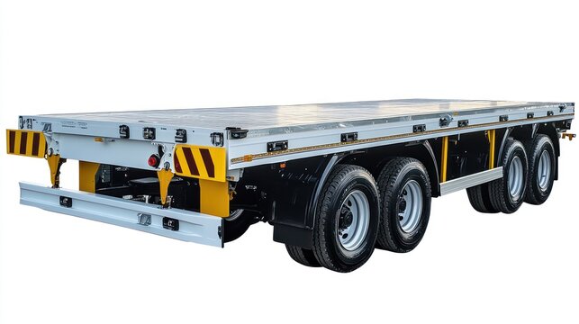 Lowboy trailer isolated on white background.