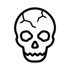 Human Skull with Cracks Icon Design