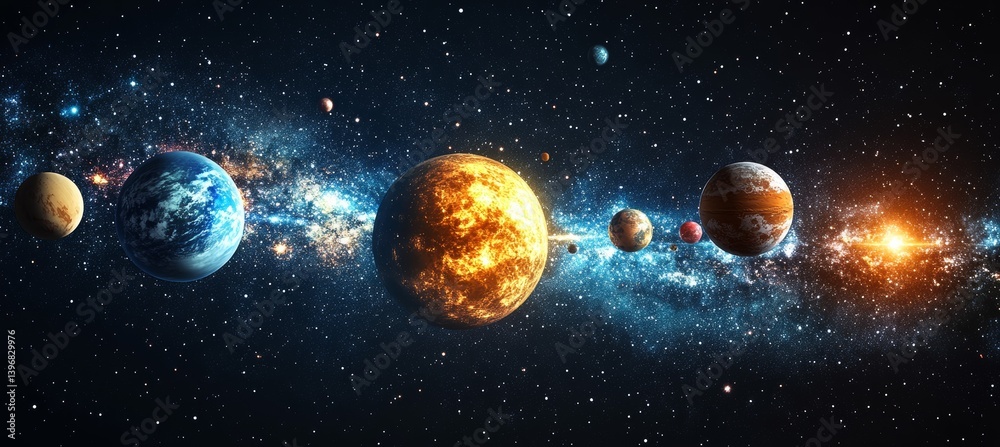 Canvas Prints planetary solar system. science galaxy astronomy. generative ai technology.