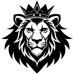 Fototapeta premium Elegant-lion-face-silhouette-with-crown-symbol 