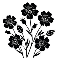 Flax-blue-flowers-on-white-background. 