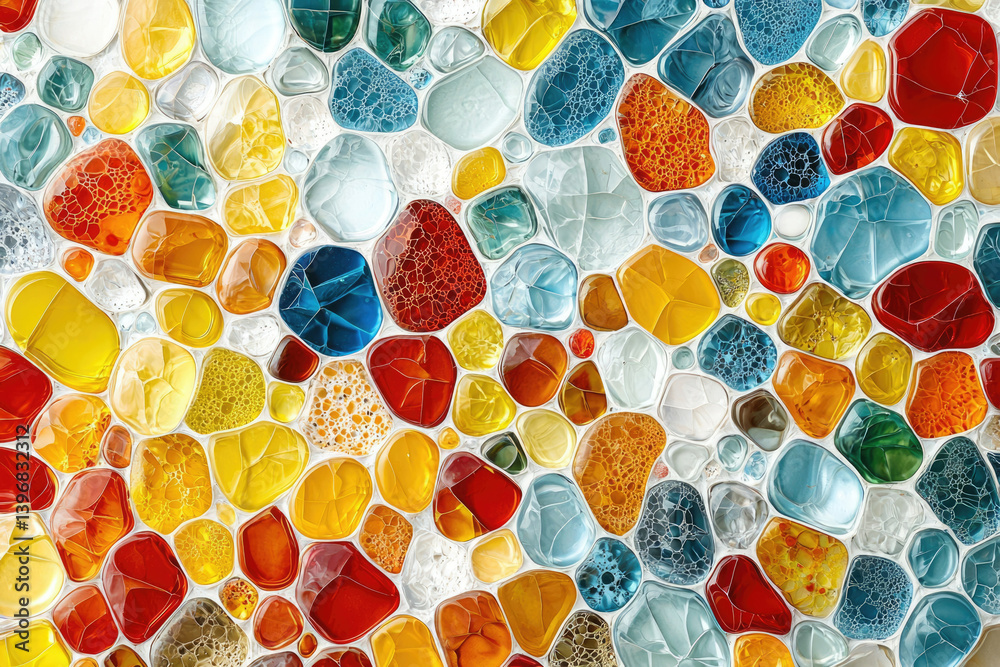 Aufkleber colorful, semi-transparent stones creating an artistic mosaic pattern with vibrant hues and unique t