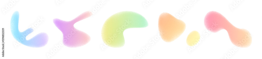 Poster colorful y2k abstract organic shapes set with noise texture - smooth fluid blobs, liquid splashes bl