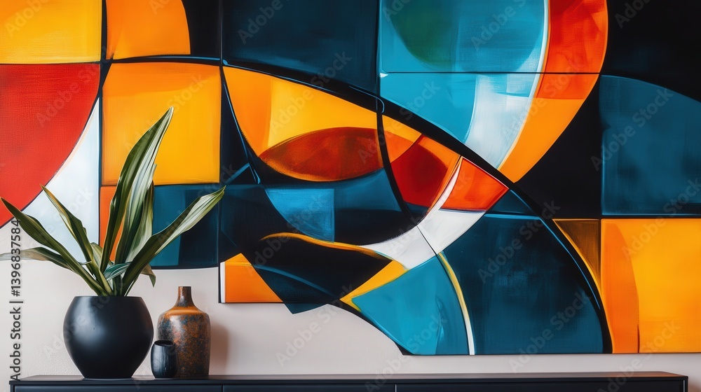 Fototapete bold colors and dynamic shapes that create a sense of movement and excitement throughout the composition.