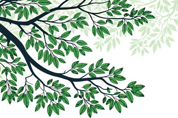 Green leaves nature leaf background vector.