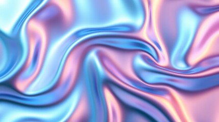 Obraz premium Swirling metallic iridescent fabric in pastel hues; soft, smooth and flowing