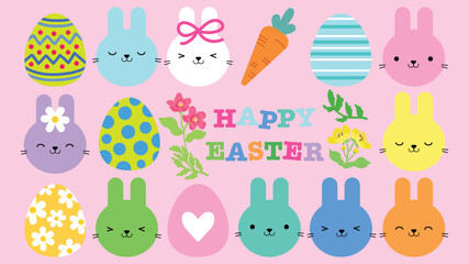 easter seamless pattern with eggs and rabbit