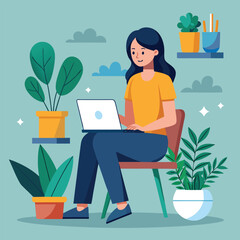 woman working with her laptop