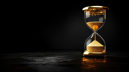Elegant hourglass on dark background.