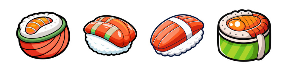 Delicious Types of Sushi Illustration Featuring Maki Nigiri and Uramaki Rolls © Zubaraj