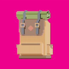 pixel art bag, vector illustration on isolated background.