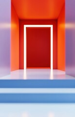 empty hall with red curtains