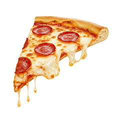 Pepperoni pizza slice with melting cheese delicious italian food closeup view