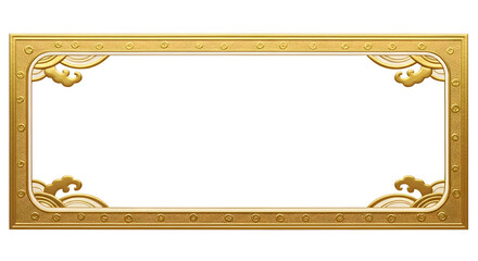 Thin horizontal gold frame with subtle asian motifs in foil texture – modern minimalist and vintage oriental fusion