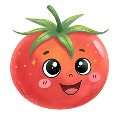Obraz premium Cute Cartoon Tomato Illustration | Red Tomato Clipart on transparent background