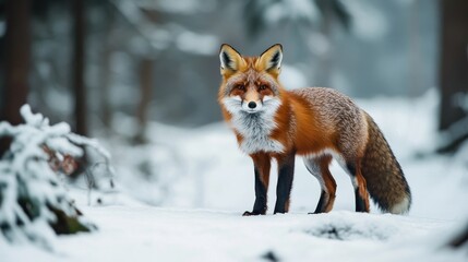 Red fox in snowy forest (1)