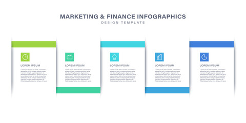 Minimalistic simple infographic template with 5 steps or options for your data
