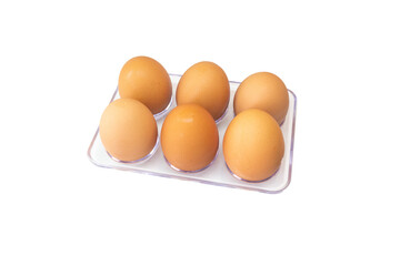 Eggs in a carton and eggs in a box isolate on white background