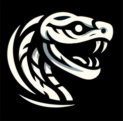 Aggressive Viper Snake Head Logo – Tribal Style Vector Illustration
