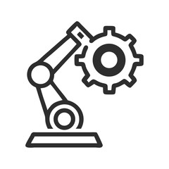 Industrial Robot Arm in Gear Icon Design
