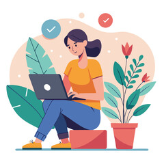 woman working with her laptop