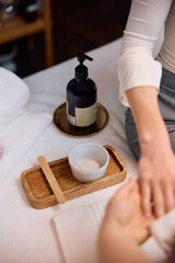 Spa products during skin care treatment.