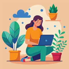 woman working with her laptop