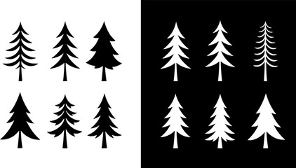 Obraz premium OutlineFilledVectorSign ofvs - 3 fir tree vector icon . forest silhouette sign . isolated transparent . outline and filled version . 