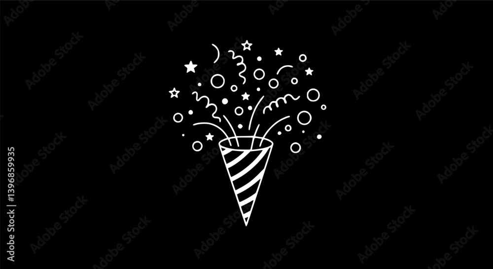 Fototapete outline filled vector sign ofvs - confetti popper vector icon . isolated transparent . black outline
