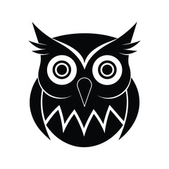 Silhouette art illustration of an owl face.eps